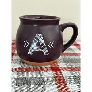 Threshold Stoneware Letter "A" Brown Coffee Mug Cup 12 oz